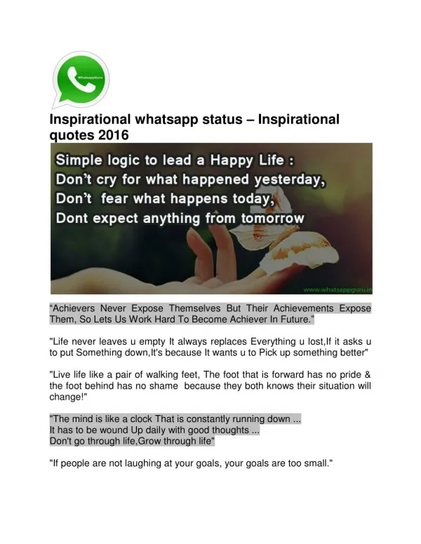 Inspirational whatsapp status – Inspirational quotes 2016