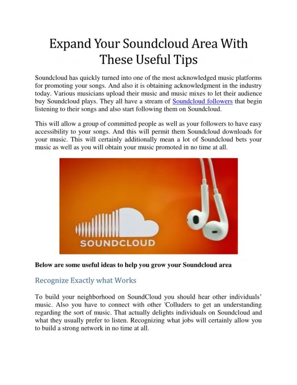 Expand Your Soundcloud Area With These Useful Tips