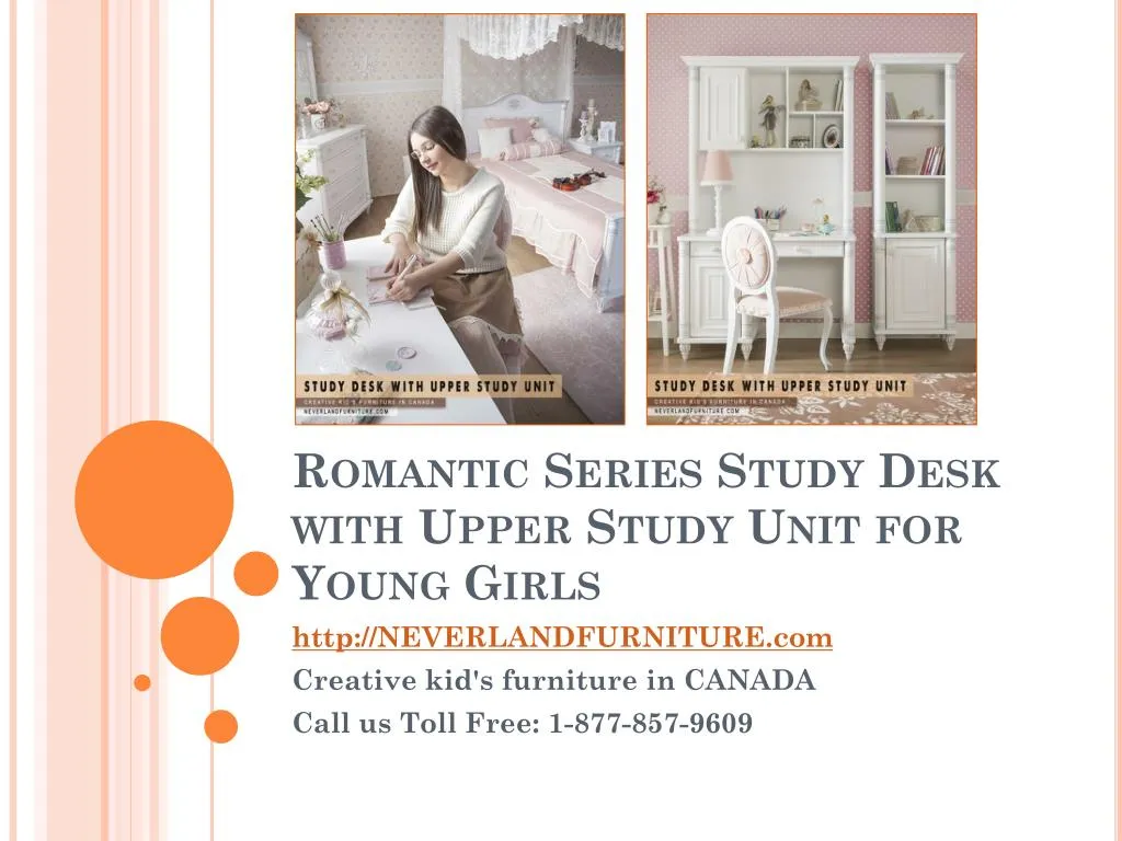 romantic series study desk with upper study unit for young girls