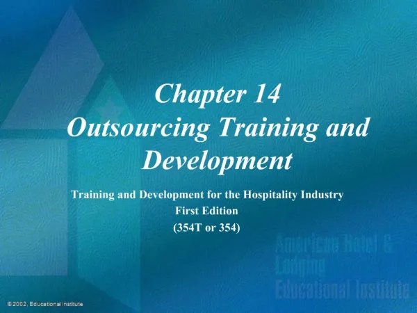 Chapter 14 Outsourcing Training and Development
