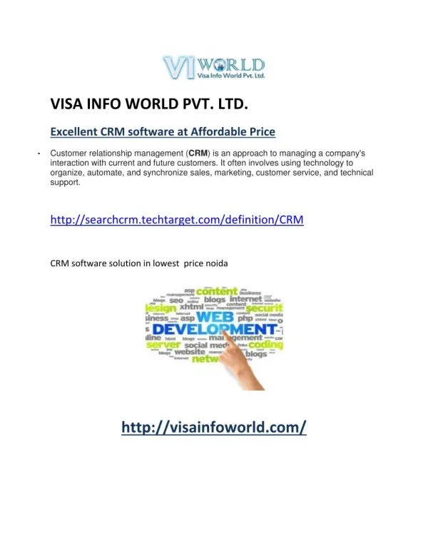 CRM software solution(9899756694)at lowest price noida-visainfoworld.com