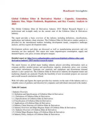 Cellulose Ether & Derivatives Market Strategies And Forecast 2015 - slide 1