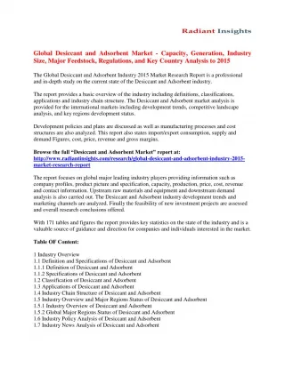 Desiccant and Adsorbent Market Share, Development, Growth To 2015 - slide 1
