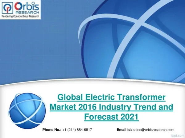 2016 Global Electric Transformer Market Trends Survey & Opportunities Report