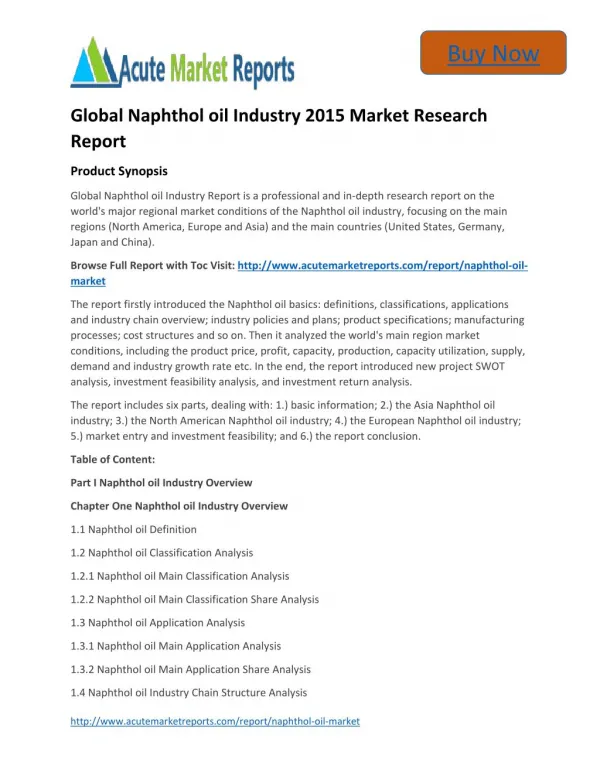Global Naphthol oil - Industry Share,Size, Trends and Forecasts