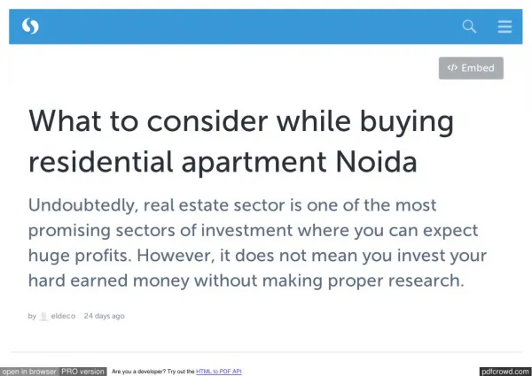 What to consider while buying residential apartment Noida