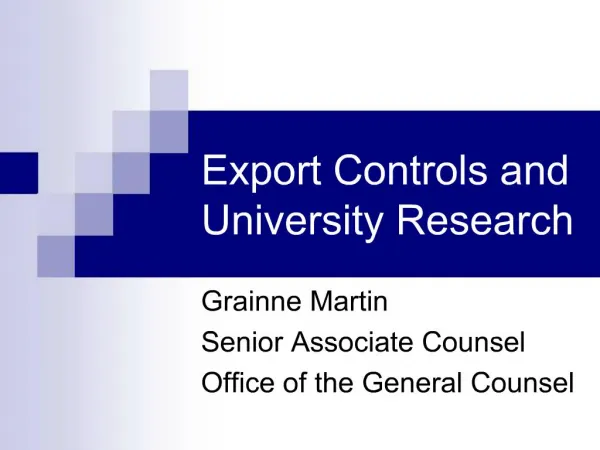 Export Controls and University Research