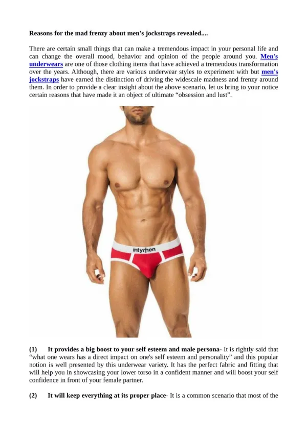Reasons for the mad frenzy about men's jockstraps revealed