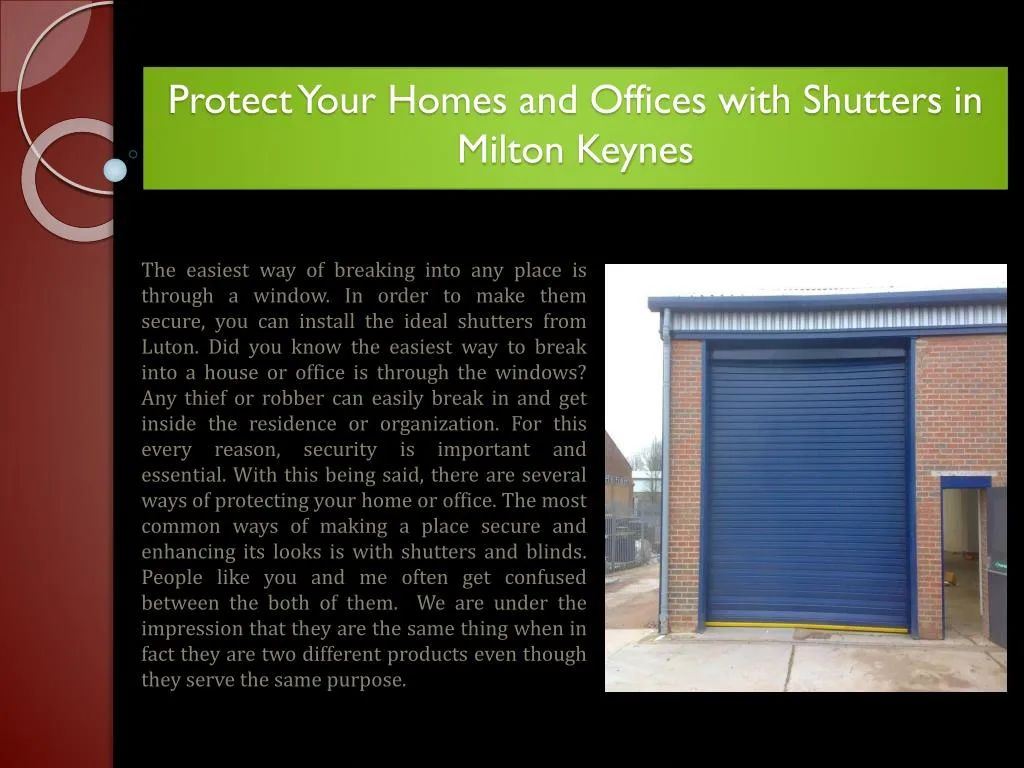 protect your homes and offices with shutters in milton keynes