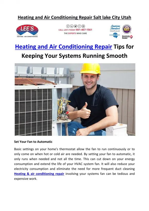 Heating and Air Conditioning Repair Tips for Keeping Your Systems Running Smooth