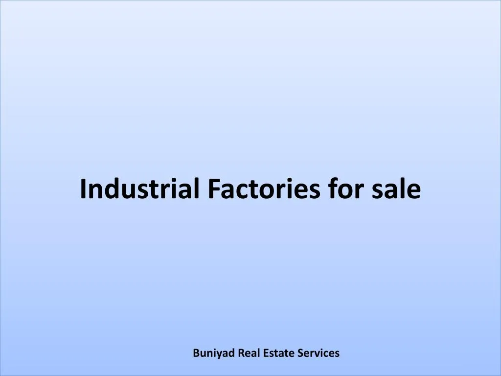 industrial factories for sale