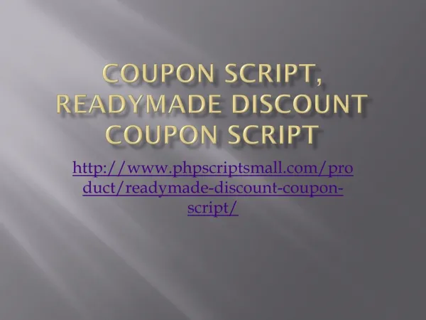 Coupon Script, Readymade Discount Coupon Script