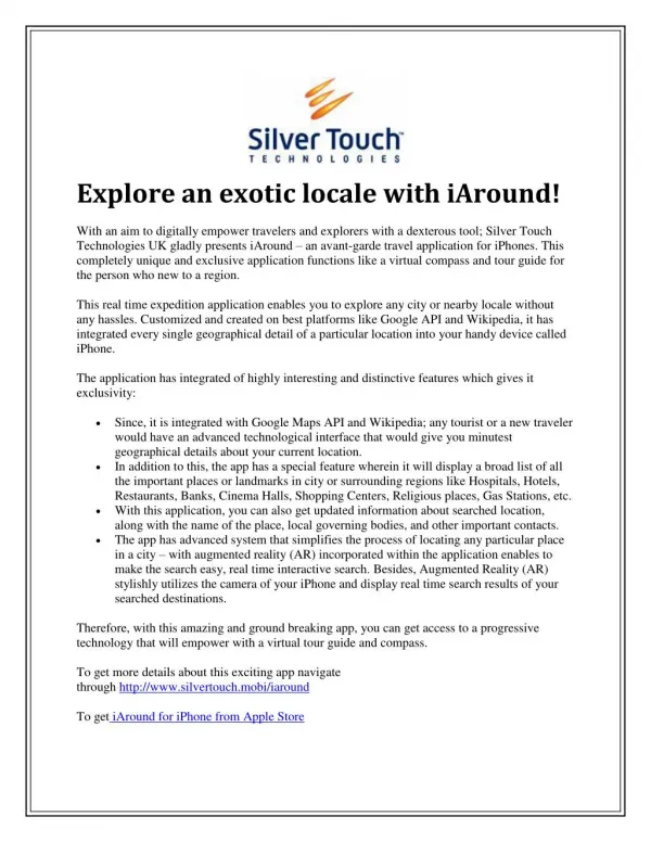 Explore an exotic locale with iAround!