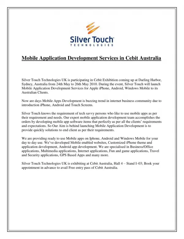 Mobile Application Development Services in Cebit Australia