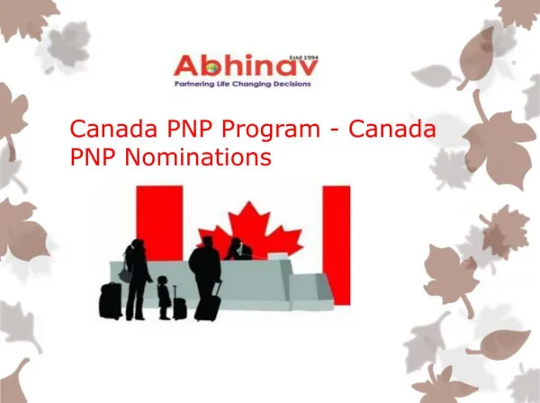Canada PNP Program - Canada PNP Nominations