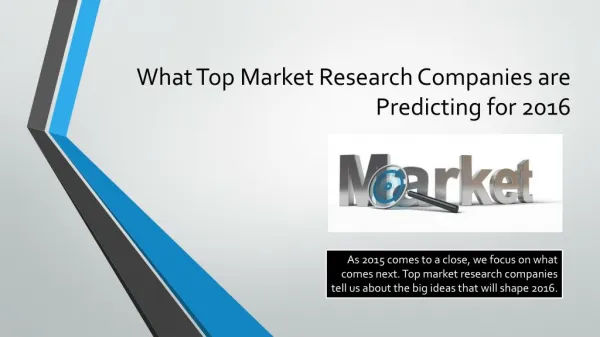 What Top Market Research Companies are Predicting for 2016