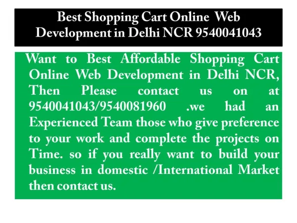 Affordable Shopping Cart Online Web Development in Delhi NCR 9540041043