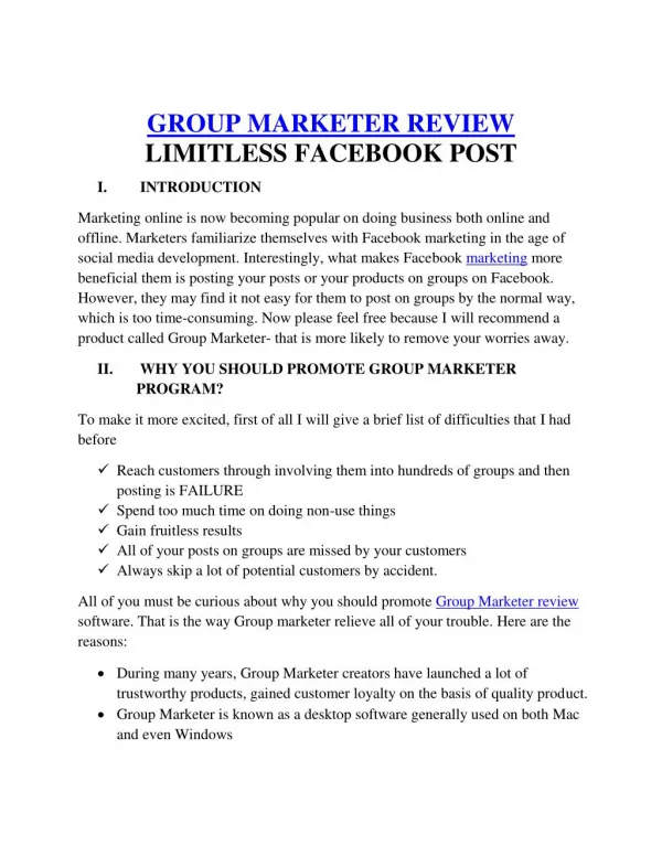 Group marketer review
