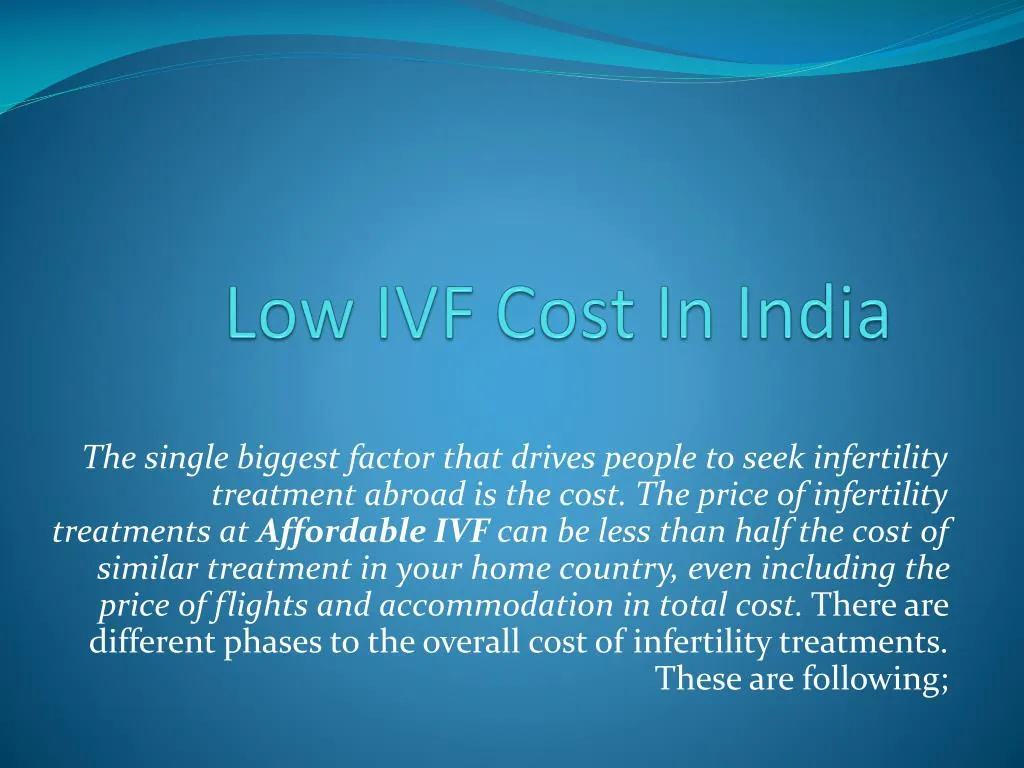 low ivf cost in india