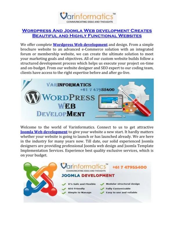 Joomla Web development Creates Beautiful and Highly Functional Websites