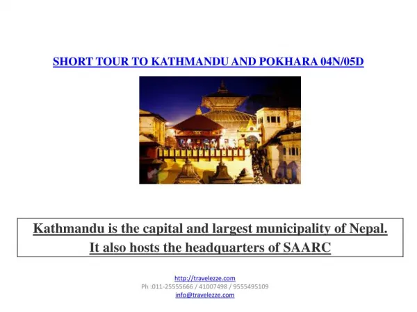 SHORT TOUR TO KATHMANDU AND POKHARA 04N/05D