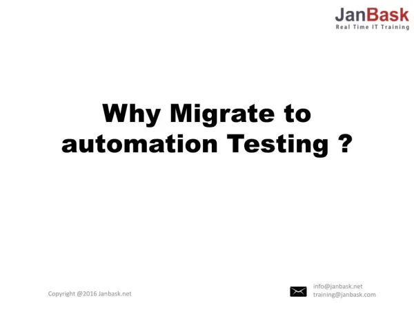 Why Migrate to automation Testing ?