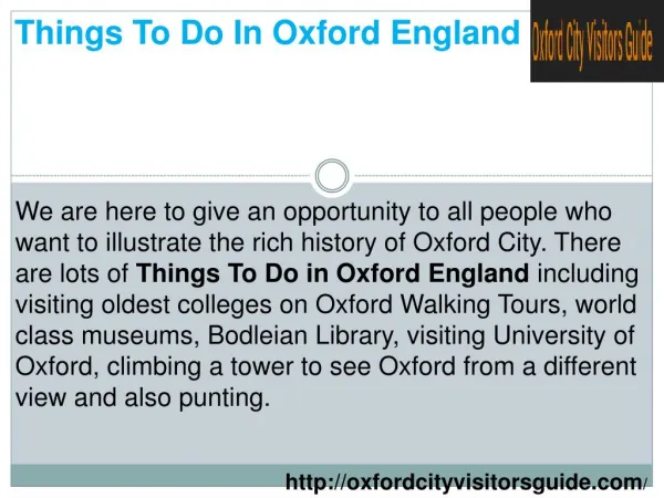 Things To Do in Oxford England