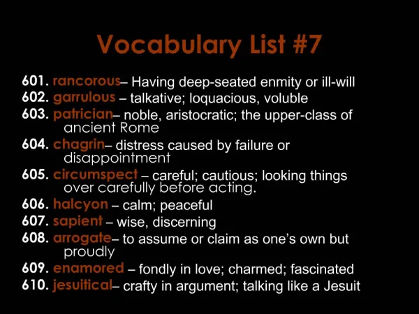 Vocabulary List 7