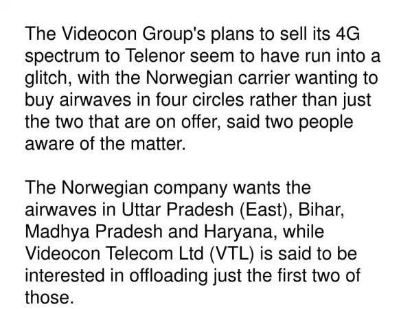 Videocon-Telenor 4G Deal Hinges on Four Key Circles