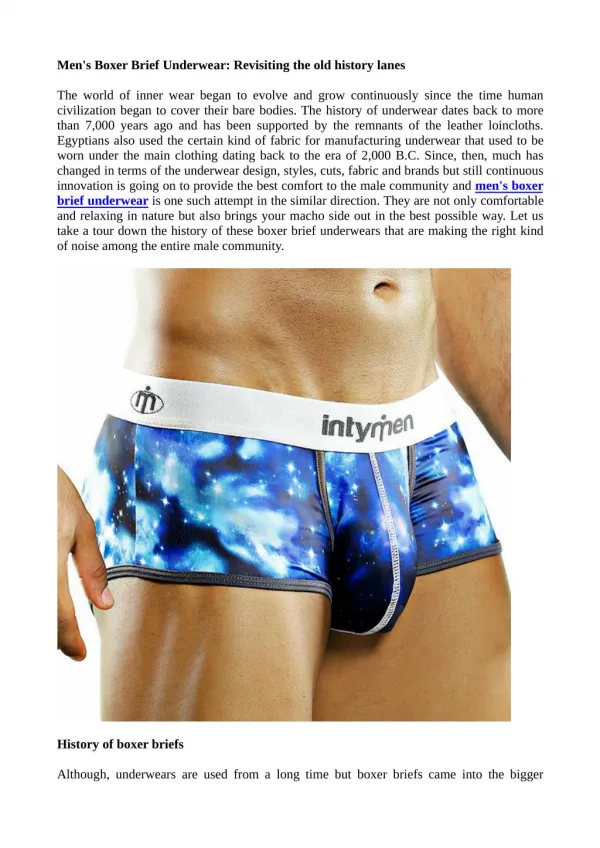 Men's Boxer Brief Underwear: Revisiting the old history lanes