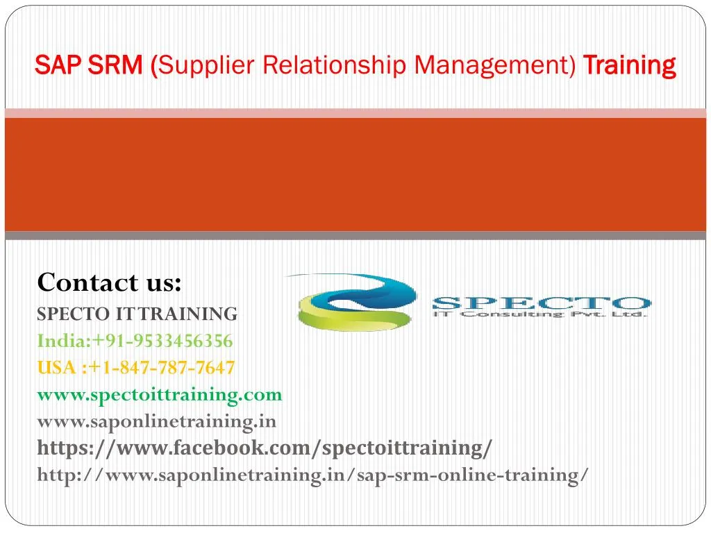 sap srm supplier relationship management training