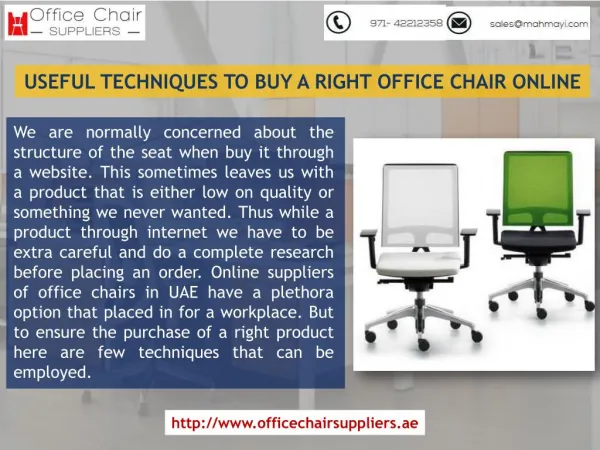 Best Techniques To Buy A Right Office Chairs in UAE