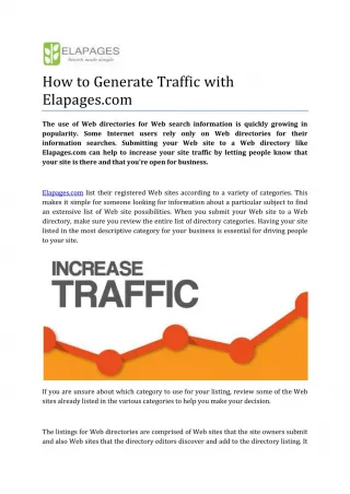 How to Generate Traffic with Elapages.com