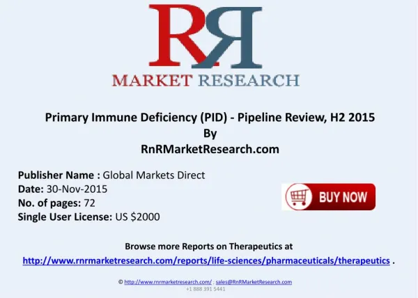 Primary Immune Deficiency (PID) Pipeline Review H2 2015