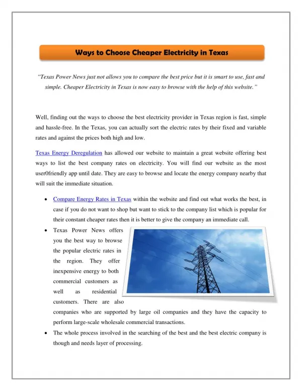 Ways to Choose Cheaper Electricity in Texas