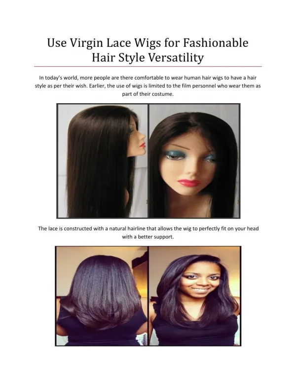 Use Virgin Lace Wigs for Fashionable Hair Style Versatility