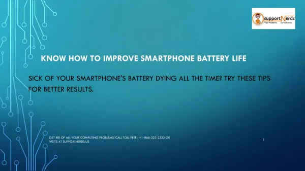 Know How to improve smartphone battery life