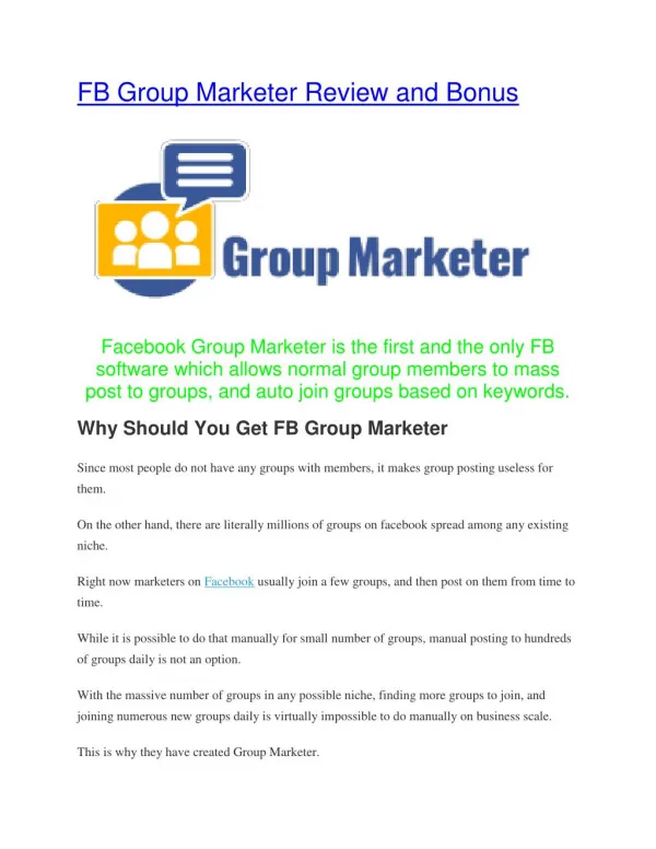 FaceBook Group Marketer Review