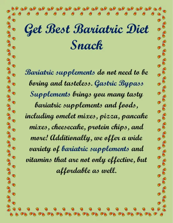 Get Best Bariatric Diet Snack