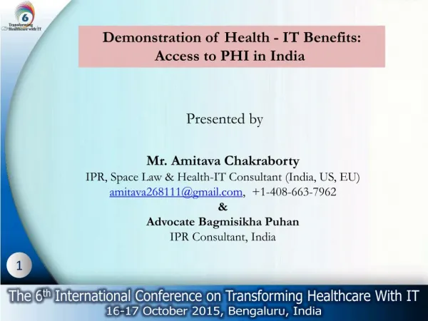 Demonstration of Health - IT Benefits: Access to PHI in India