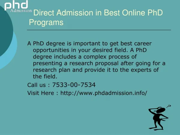 Phd admission distance education: 91- 7533-00-7534