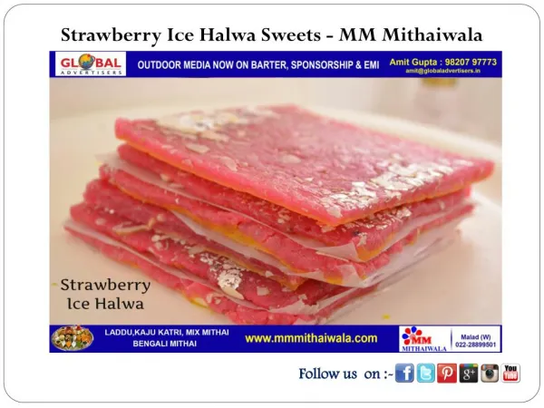 Strawberry Ice Halwa Sweets - MM Mithaiwala