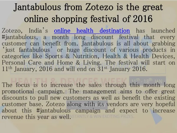 Jantabulous from Zotezo is the great online shopping festival of 2016