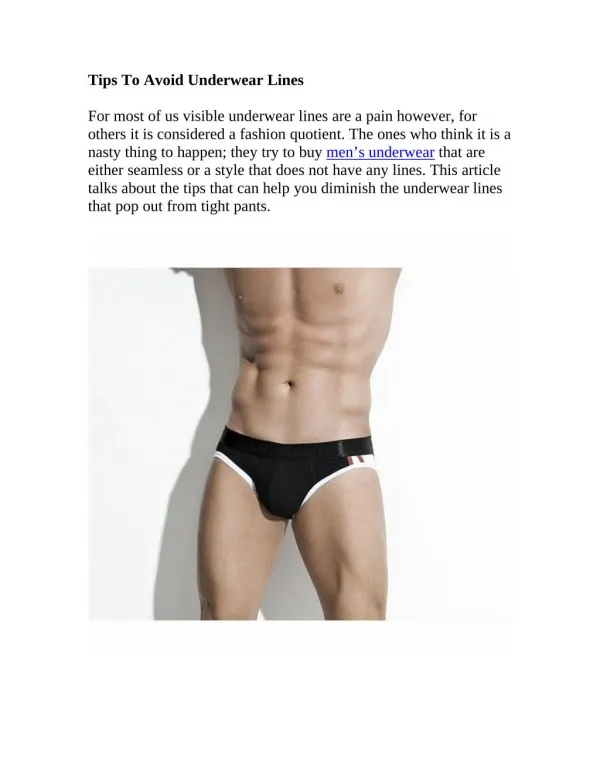 Tips To Avoid Underwear Lines