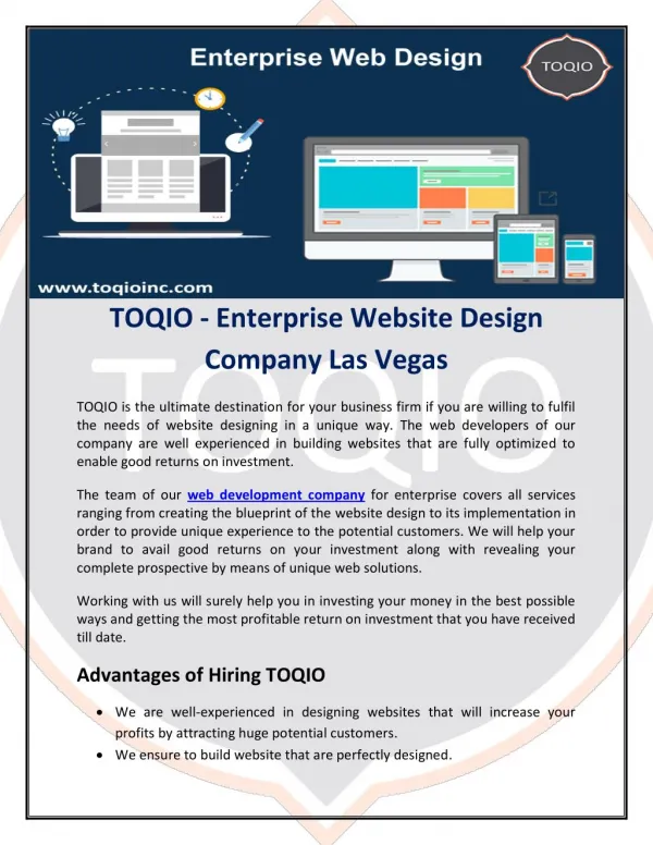 TOQIO - Enterprise Website Design Company Las Vegas