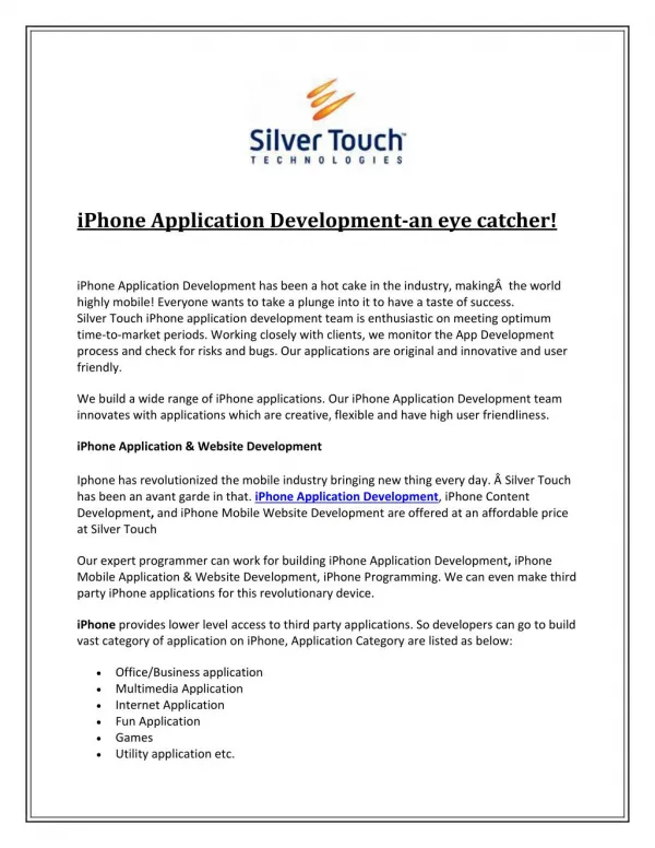 iPhone Application Development-an eye catcher!