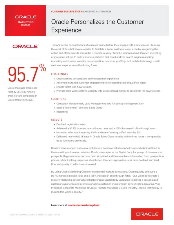 Oracle Personalizes the Customer Experience Using Marketing Automation