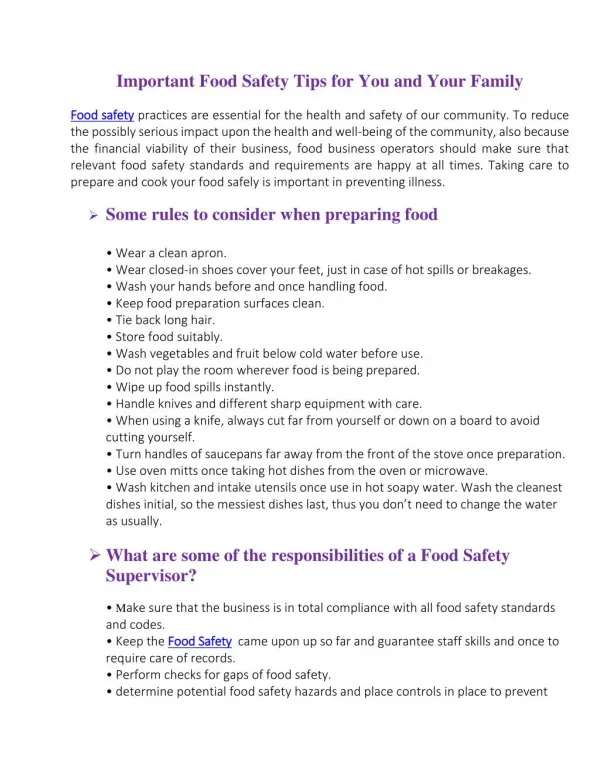 Important Food Safety Tips for You and Your Family