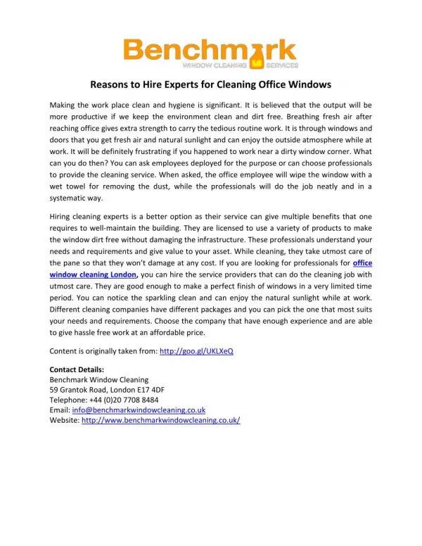 Reasons to Hire Experts for Cleaning Office Windows