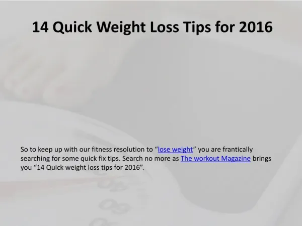 14 Quick Weight Loss Tips for 2016
